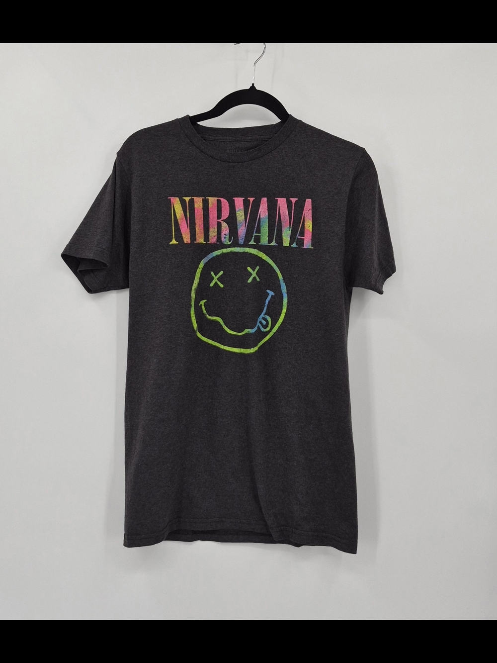 Nirvana Logo Graphic T-shirt Men L Black Heather Short Sleeve Music Rock Bank